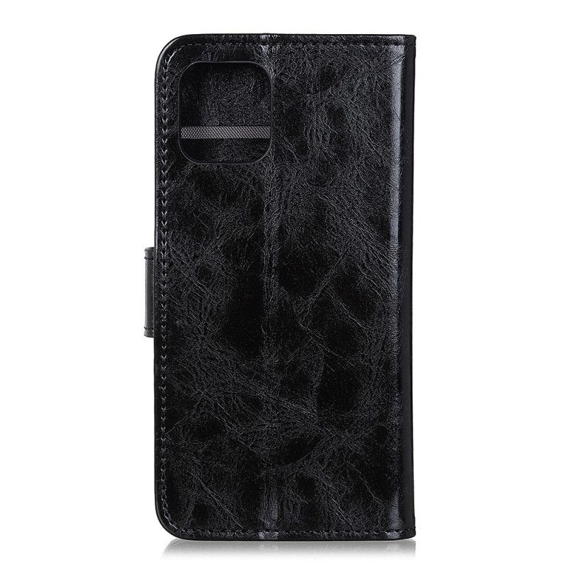 Flip Cover Læder Samsung Galaxy A41 Sort Vintage Faux Læder Dobbelt Lås Beskyttelse