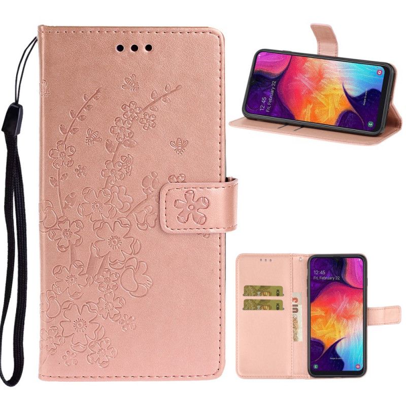 Flip Cover Samsung Galaxy A41 Lilla Mobilcover Blomsterprint Med Rem