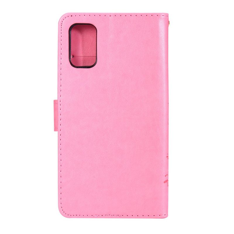 Flip Cover Samsung Galaxy A41 Sort Sommerfugle Og Blomster