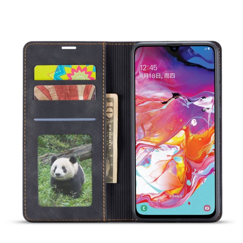 Læder Cover for Samsung Galaxy A41 Sort Forwenw Lædereffekt