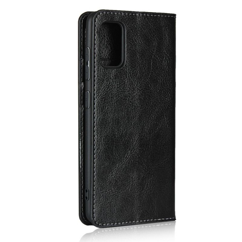 Læder Cover Samsung Galaxy A41 Sort Ægte Læder