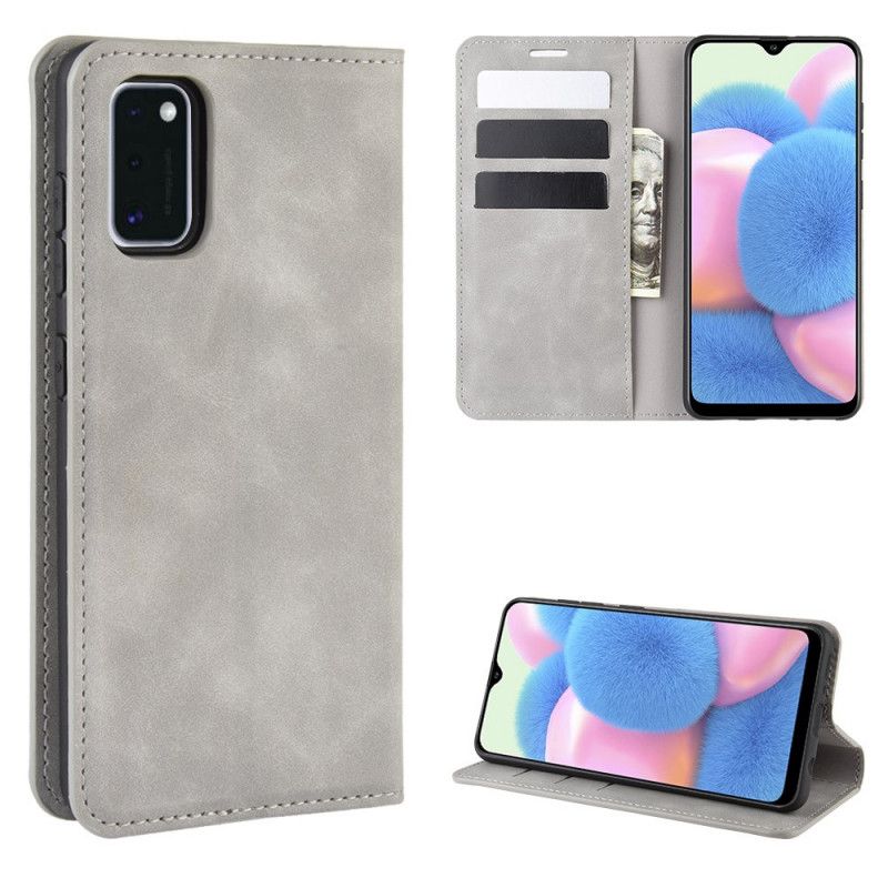 Læder Cover Samsung Galaxy A41 Sort Blødt Lædereffekt