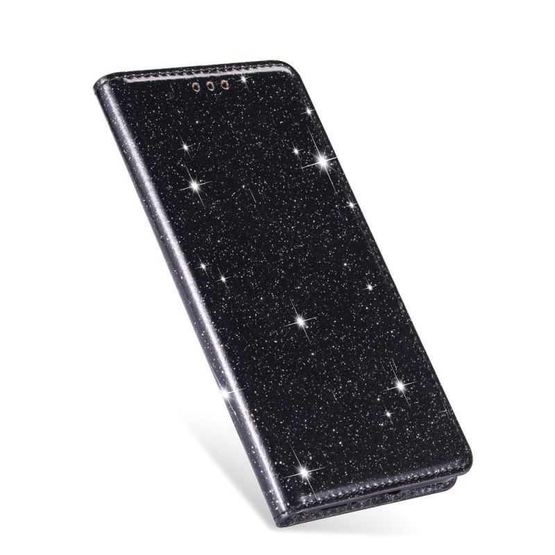 Læder Cover Samsung Galaxy A41 Sort Glitter Stil Beskyttelse