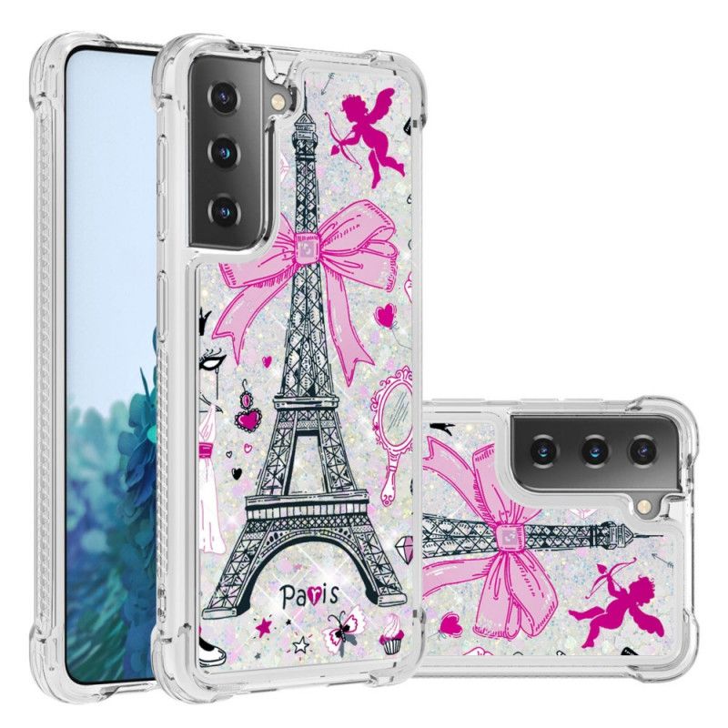 Cover for Samsung Galaxy S21 5G Eiffeltårnet Glitter