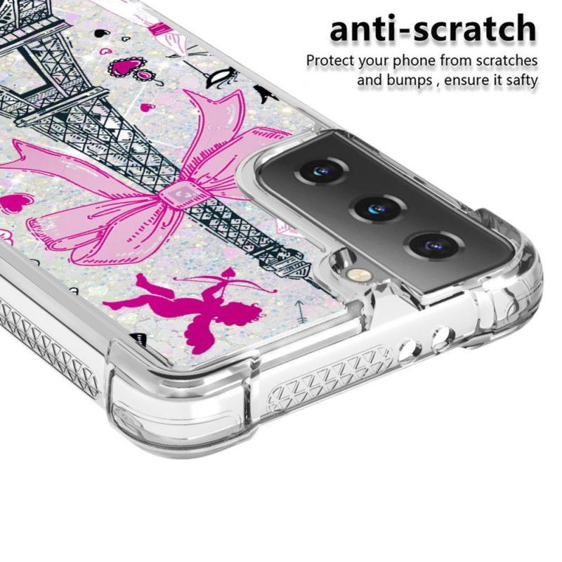 Cover for Samsung Galaxy S21 5G Eiffeltårnet Glitter