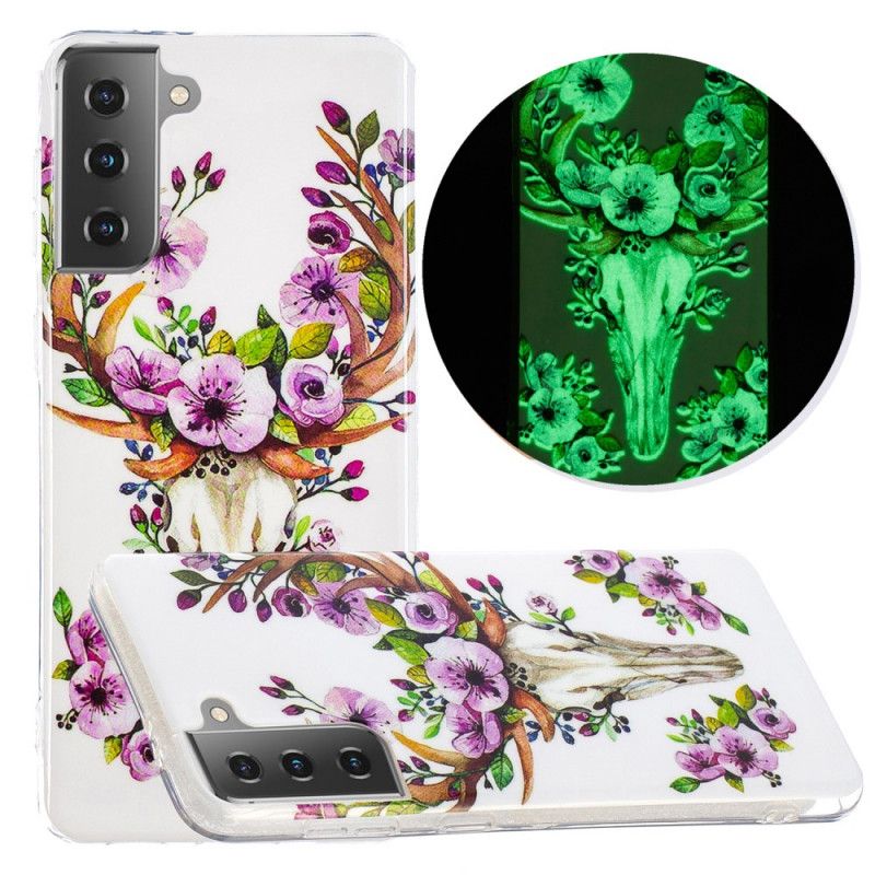 Cover for Samsung Galaxy S21 5G Fluorescerende Blomstrende Elg