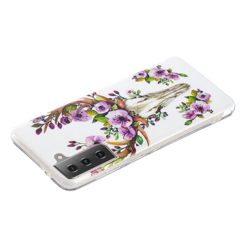 Cover for Samsung Galaxy S21 5G Fluorescerende Blomstrende Elg