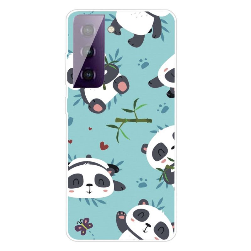 Cover for Samsung Galaxy S21 5G Grøn Bunke Af Pandaer