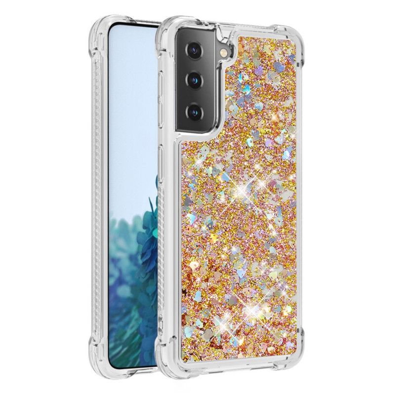 Cover for Samsung Galaxy S21 5G Hvid Lystglitter