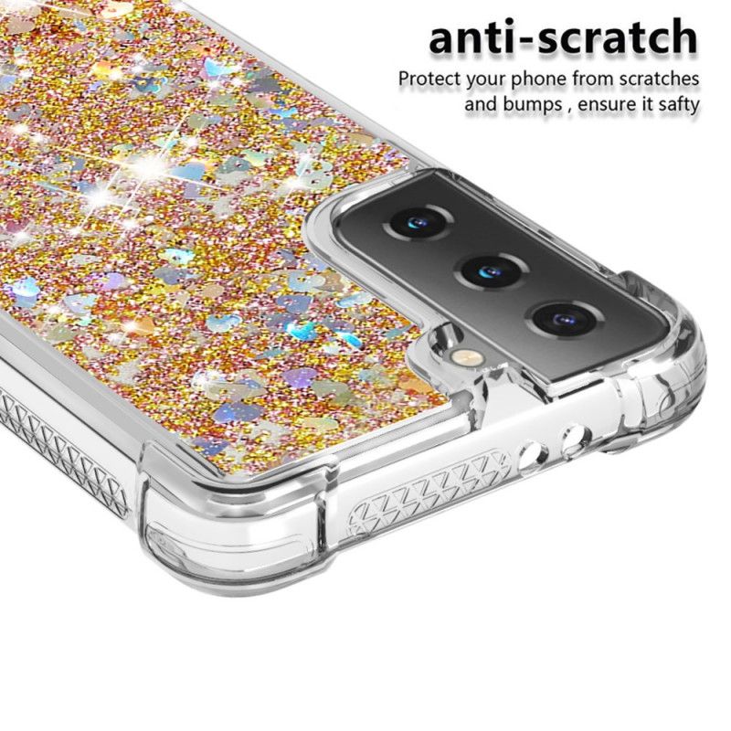 Cover for Samsung Galaxy S21 5G Hvid Lystglitter