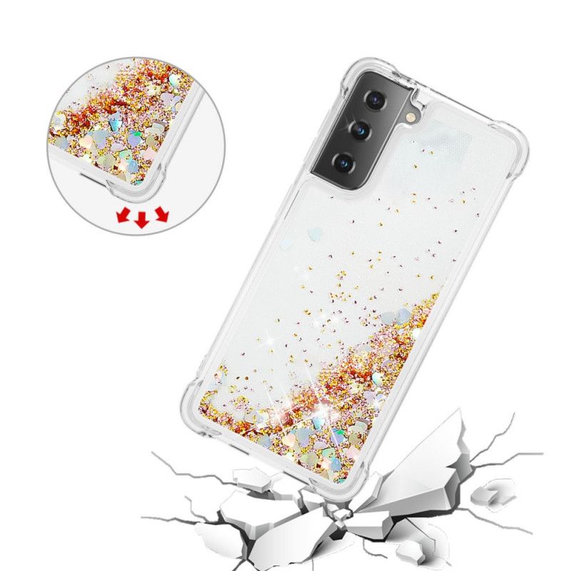 Cover for Samsung Galaxy S21 5G Hvid Lystglitter