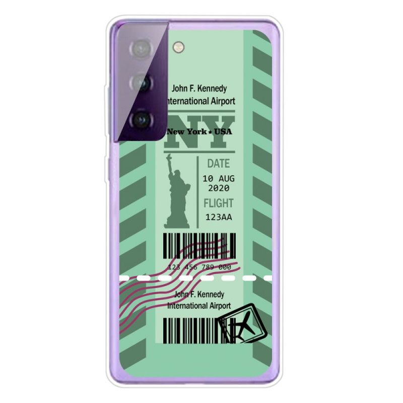 Cover for Samsung Galaxy S21 5G Sort Boardingkort Til New York