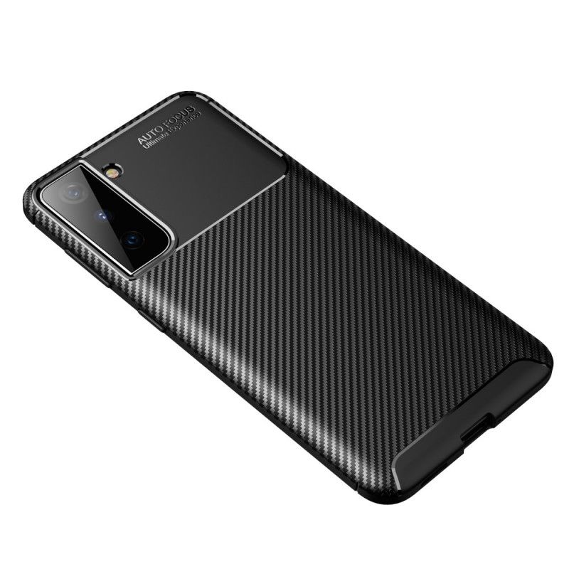 Cover for Samsung Galaxy S21 5G Sort Fleksibel Kulfibertekstur