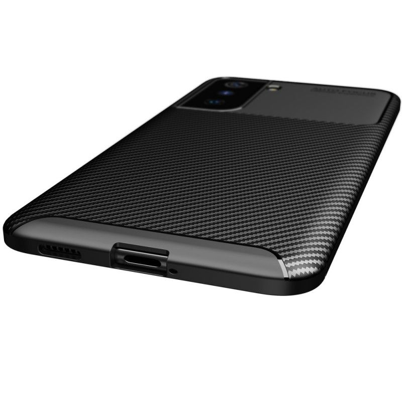 Cover for Samsung Galaxy S21 5G Sort Fleksibel Kulfibertekstur