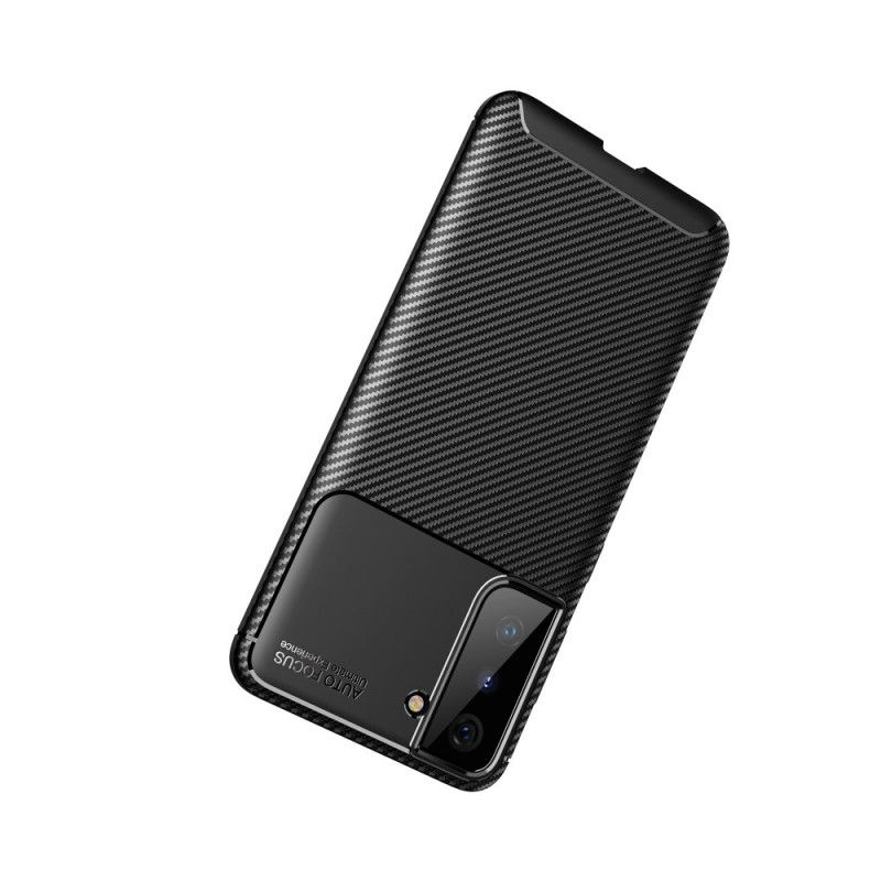 Cover for Samsung Galaxy S21 5G Sort Fleksibel Kulfibertekstur