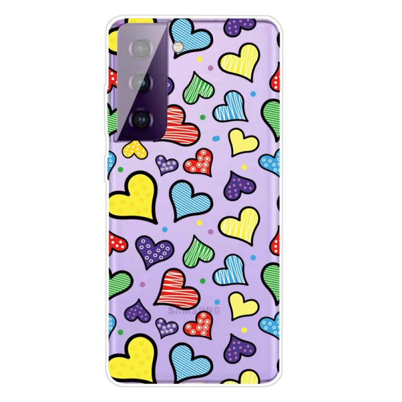 Cover Samsung Galaxy S21 5G Flerfarvede Hjerter