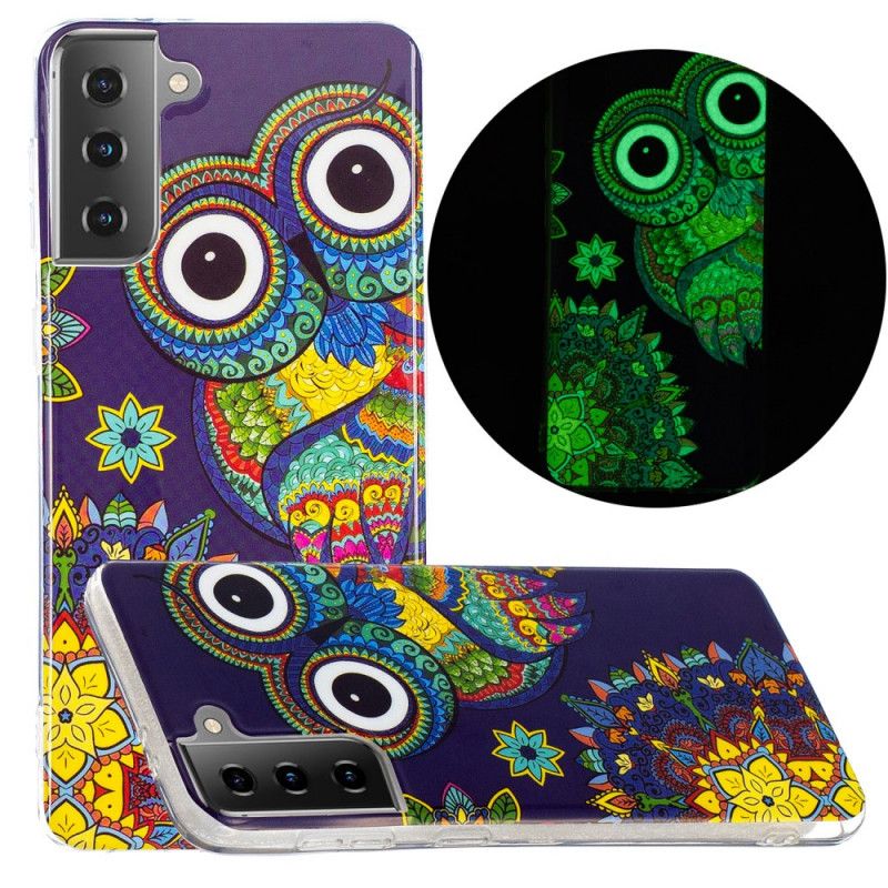 Cover Samsung Galaxy S21 5G Fluorescerende Mandalaugle Beskyttelse