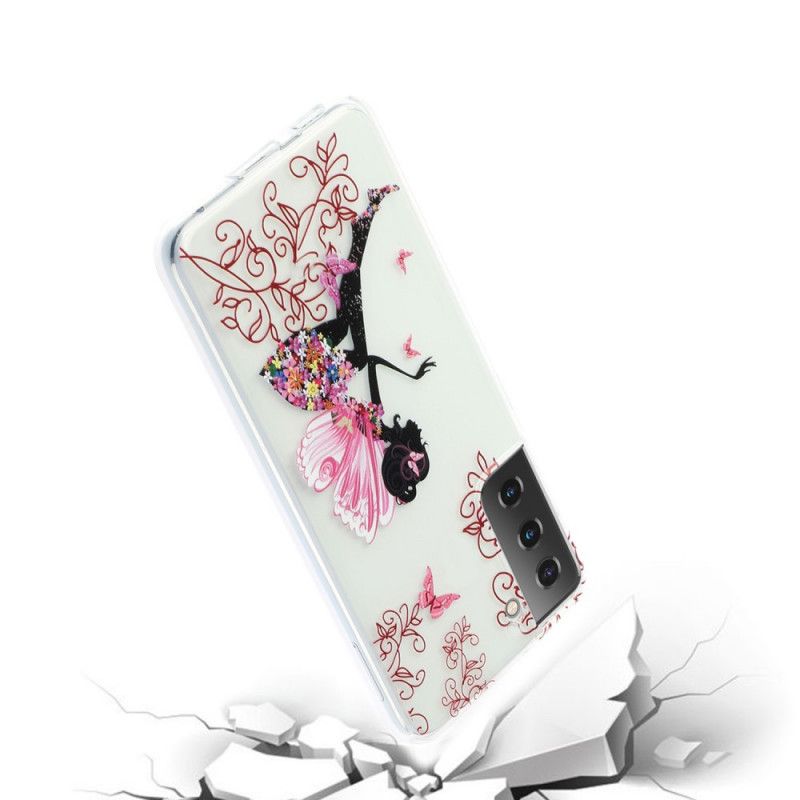 Cover Samsung Galaxy S21 5G Gennemsigtig Blomsterfe