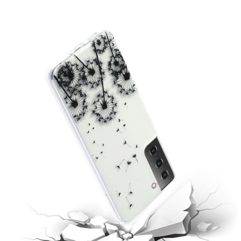 Cover Samsung Galaxy S21 5G Gennemsigtige Sorte Mælkebøtter Beskyttelse