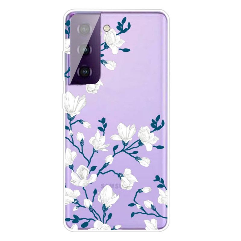 Cover Samsung Galaxy S21 5G Hvide Blomster