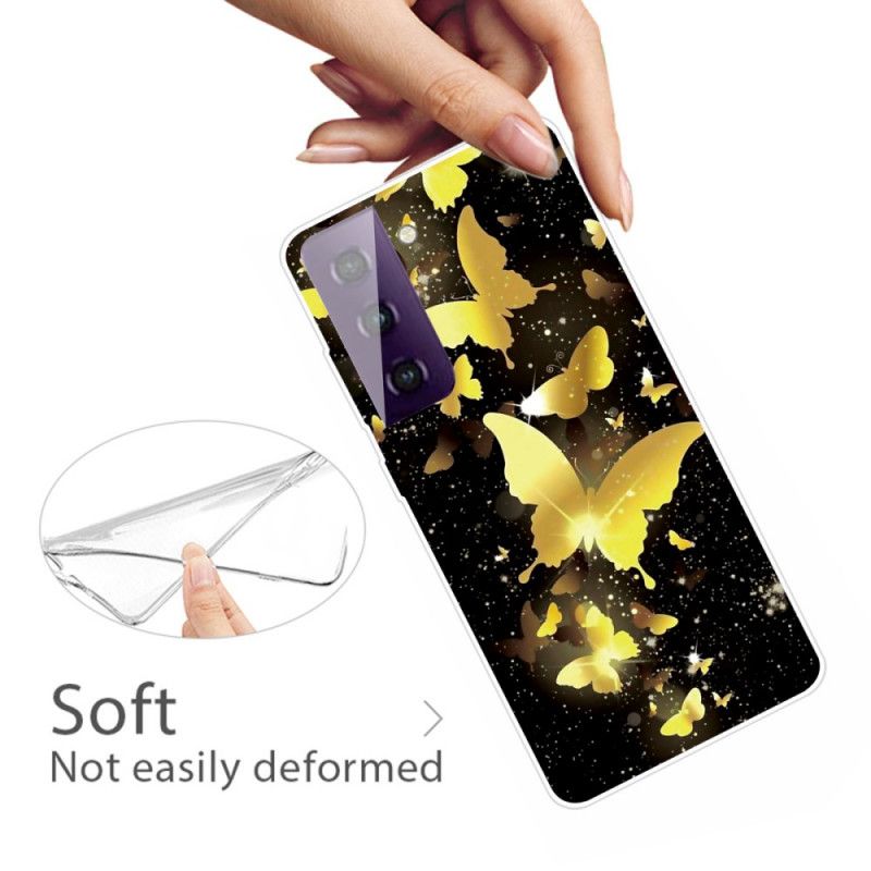 Cover Samsung Galaxy S21 5G Lyserød Smukke Sommerfugle Beskyttelse