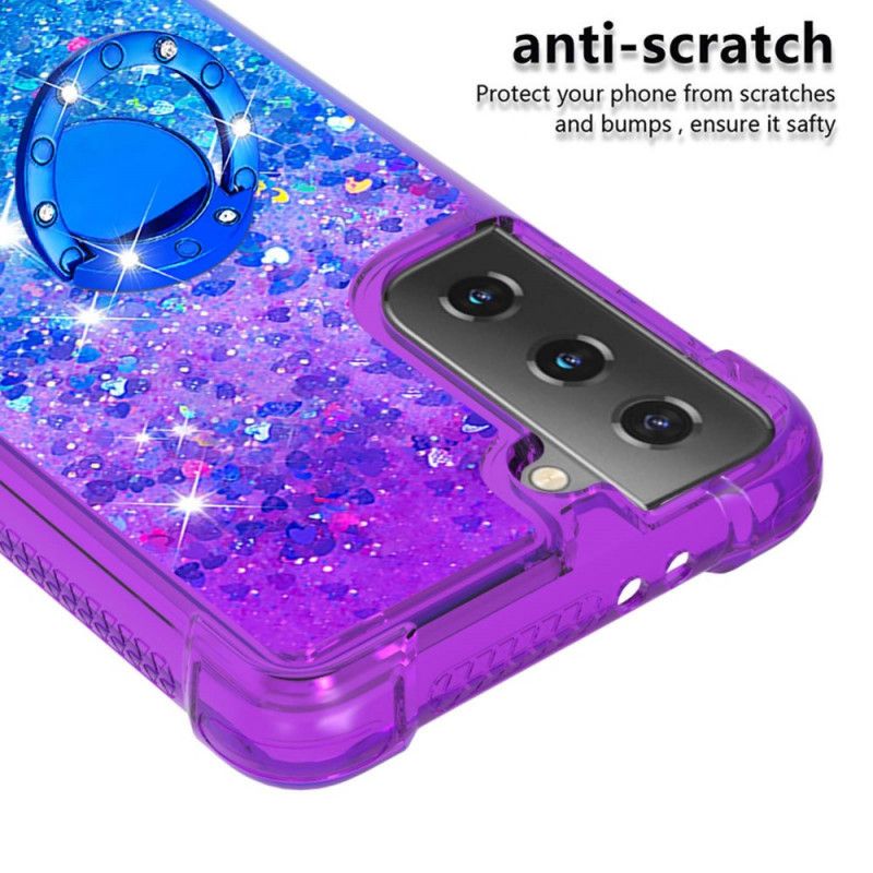 Cover Samsung Galaxy S21 5G Magenta Ringholder Pailletter