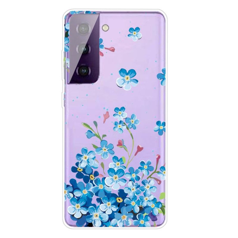 Cover Samsung Galaxy S21 5G Mobilcover Blå Blomster