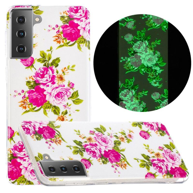 Cover Samsung Galaxy S21 5G Mobilcover Fluorescerende Frihedsblomster