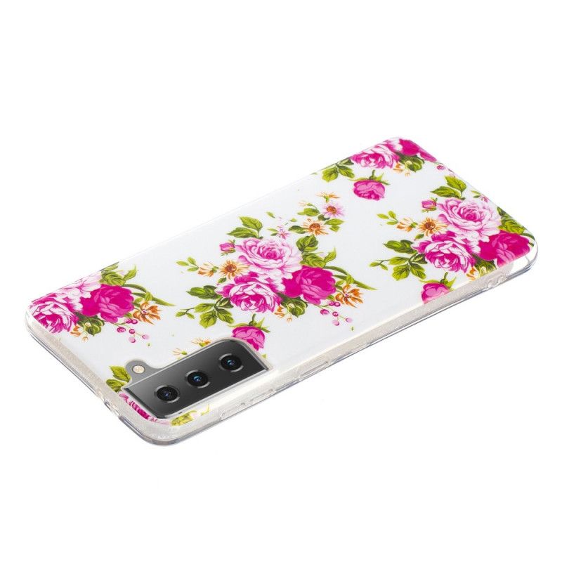 Cover Samsung Galaxy S21 5G Mobilcover Fluorescerende Frihedsblomster