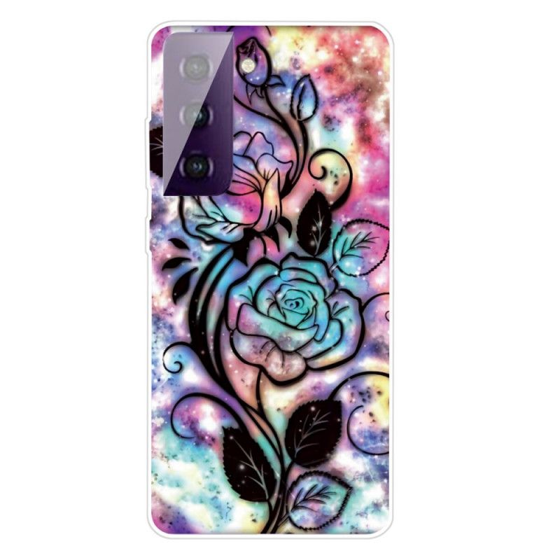 Cover Samsung Galaxy S21 5G Mobilcover Grafisk Blomst