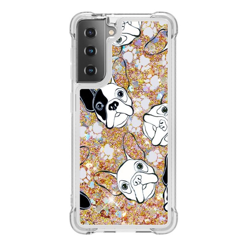 Cover Samsung Galaxy S21 5G Mobilcover Hr. Hund Glitter