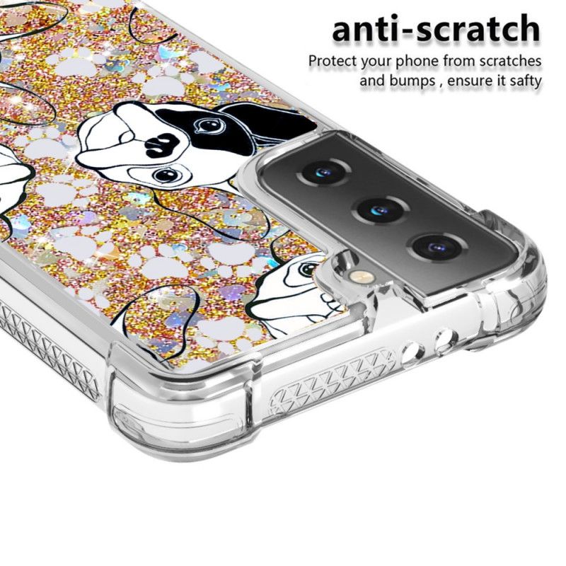 Cover Samsung Galaxy S21 5G Mobilcover Hr. Hund Glitter