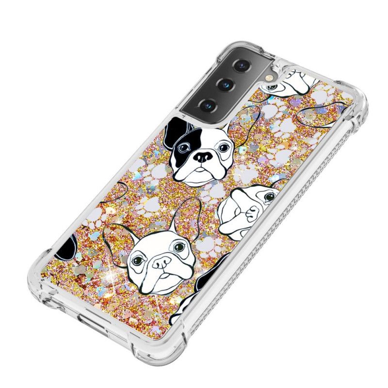 Cover Samsung Galaxy S21 5G Mobilcover Hr. Hund Glitter