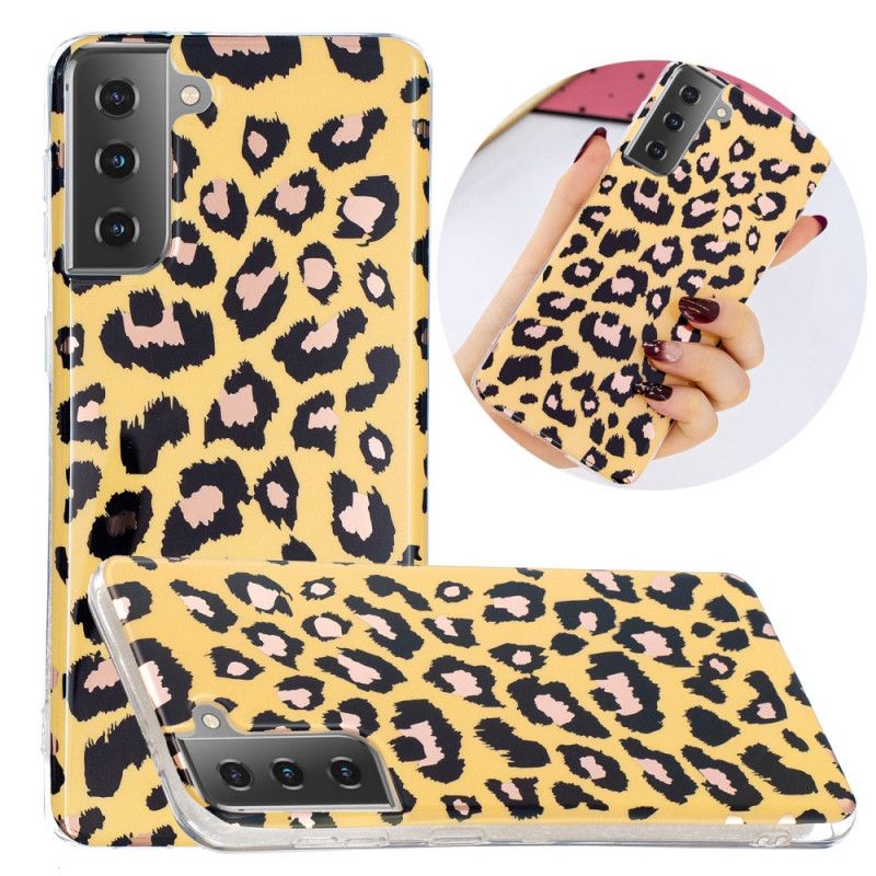 Cover Samsung Galaxy S21 5G Mobilcover Marmor I Leopardstil