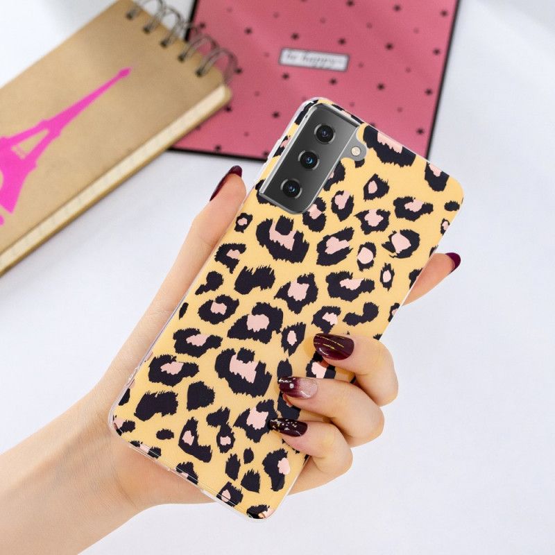 Cover Samsung Galaxy S21 5G Mobilcover Marmor I Leopardstil