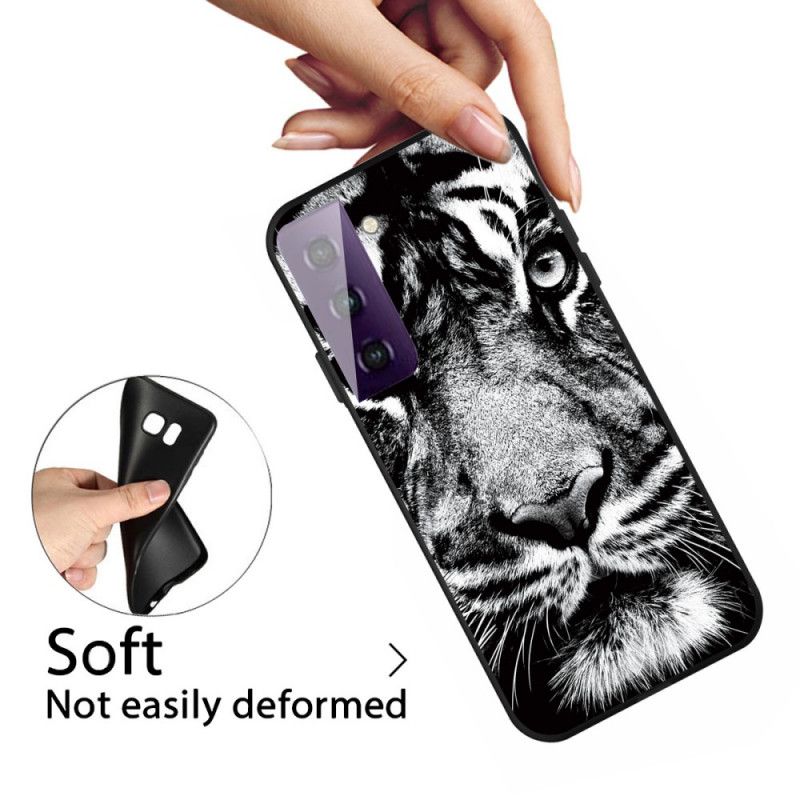 Cover Samsung Galaxy S21 5G Mobilcover Sort Og Hvid Tiger