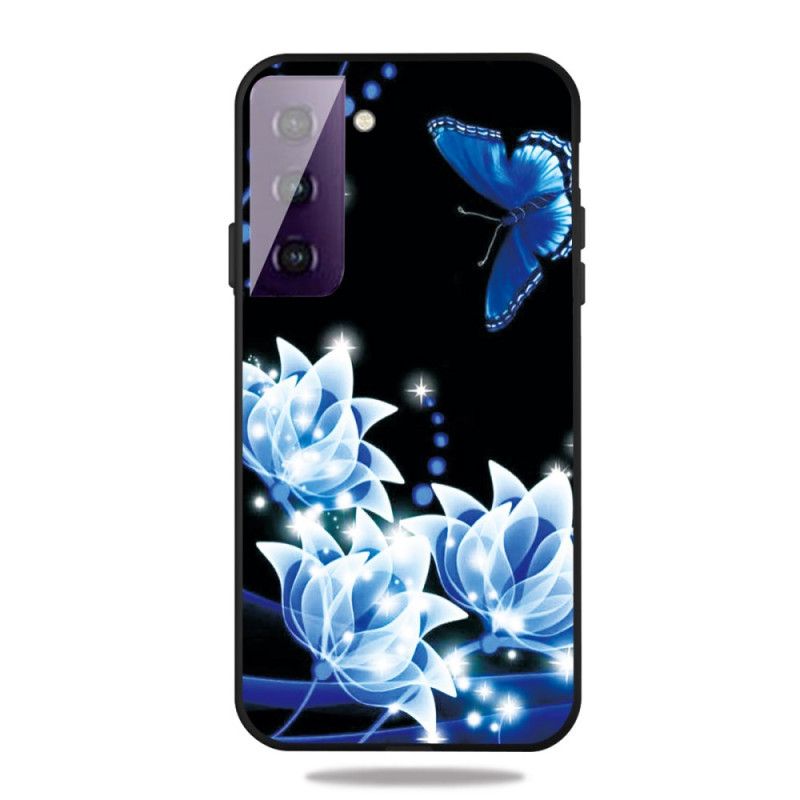 Cover Samsung Galaxy S21 5G Mørkeblå Blå Blomster