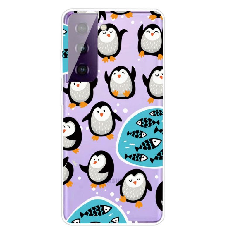 Cover Samsung Galaxy S21 5G Pingviner Og Fisk Original