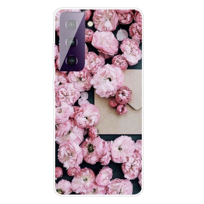 Cover Samsung Galaxy S21 5G Rød Intense Blomster