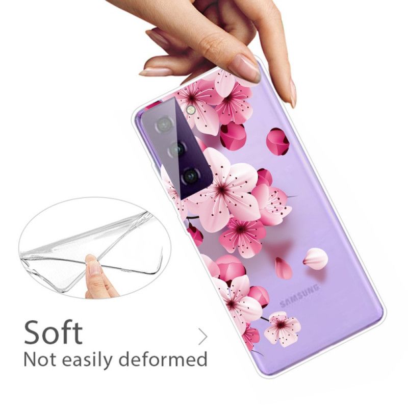 Cover Samsung Galaxy S21 5G Små Lyserøde Blomster