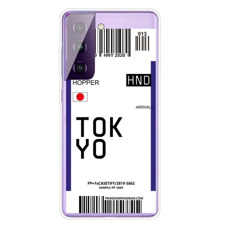 Cover Samsung Galaxy S21 5G Sort Boardingkort Tokyo