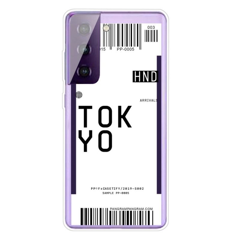 Cover Samsung Galaxy S21 5G Sort Boardingkort Tokyo