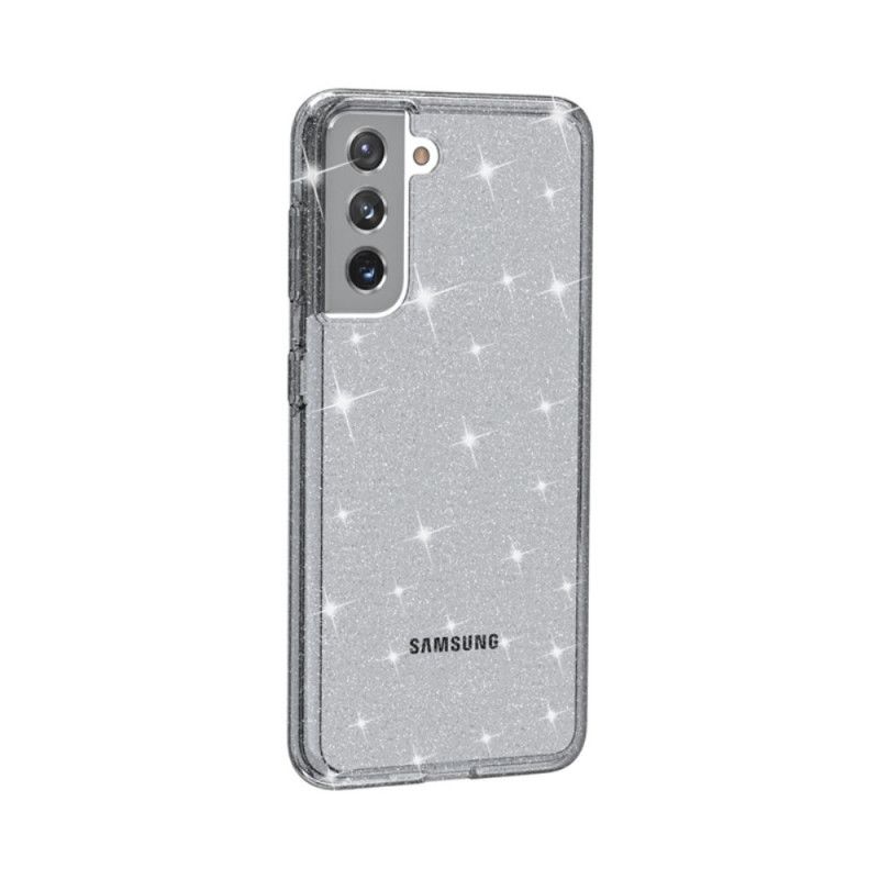 Cover Samsung Galaxy S21 5G Sort Gennemsigtig Glitter