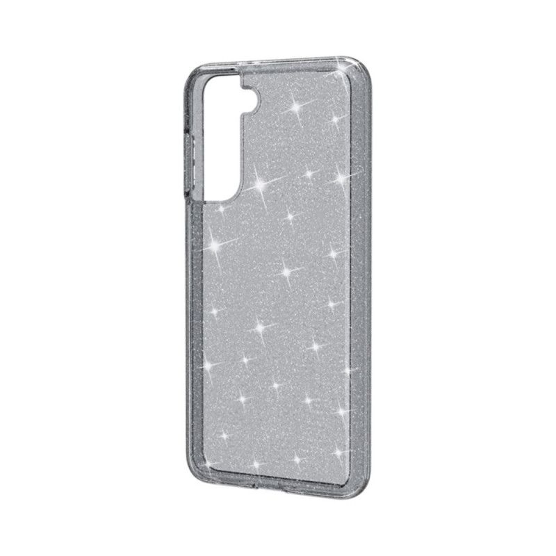 Cover Samsung Galaxy S21 5G Sort Gennemsigtig Glitter