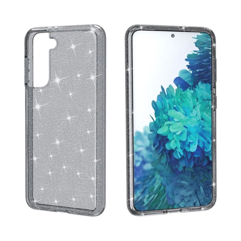 Cover Samsung Galaxy S21 5G Sort Gennemsigtig Glitter