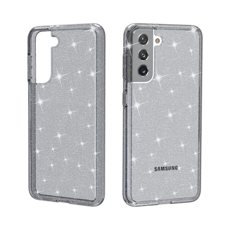 Cover Samsung Galaxy S21 5G Sort Gennemsigtig Glitter