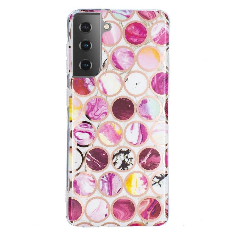 Cover Samsung Galaxy S21 5G Sort Geometrisk Marmor