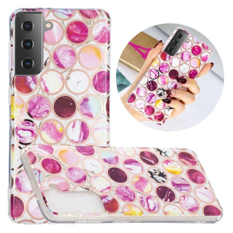 Cover Samsung Galaxy S21 5G Sort Geometrisk Marmor