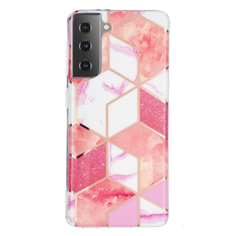 Cover Samsung Galaxy S21 5G Sort Geometrisk Marmor