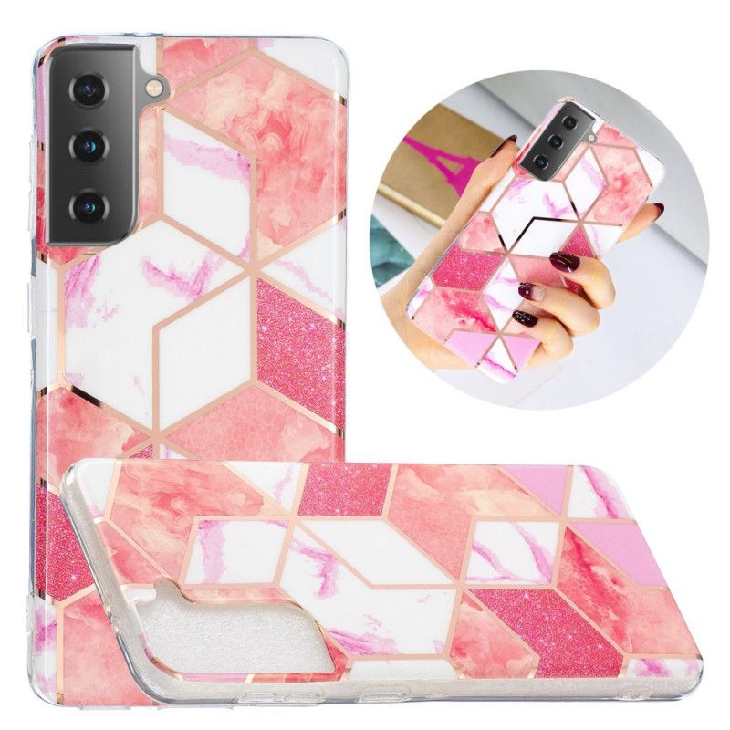 Cover Samsung Galaxy S21 5G Sort Geometrisk Marmor